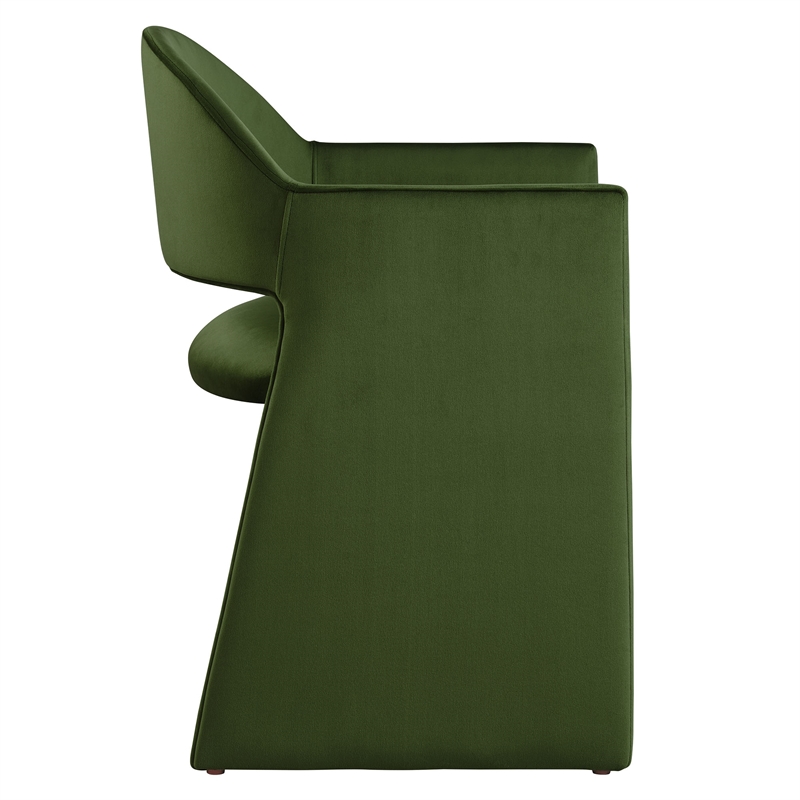 Maklaine Contemporary Performance Velvet Dining Armchair in Moss Green