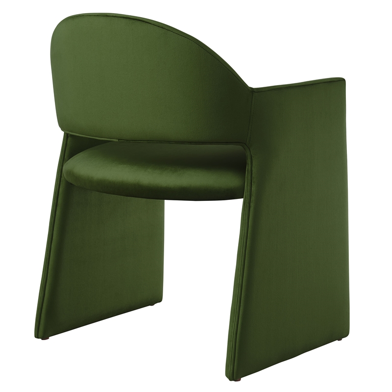 Maklaine Contemporary Performance Velvet Dining Armchair in Moss Green