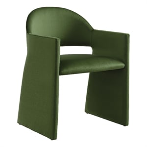 Maklaine Contemporary Performance Velvet Dining Armchair in Moss Green