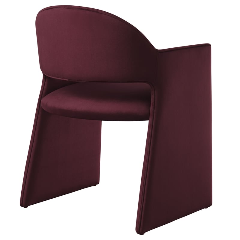Maklaine Performance Velvet Upholstered Dining Armchair in Mulberry