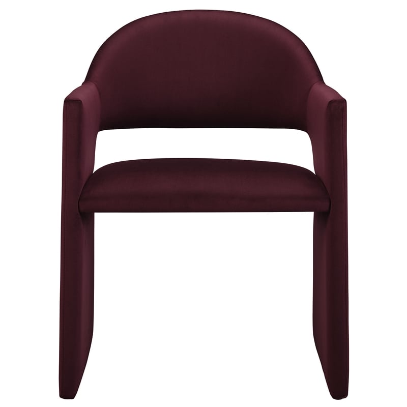 Maklaine Performance Velvet Upholstered Dining Armchair in Mulberry