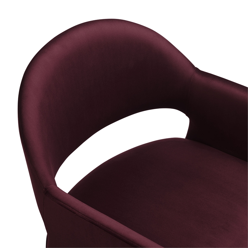 Maklaine Performance Velvet Upholstered Dining Armchair in Mulberry
