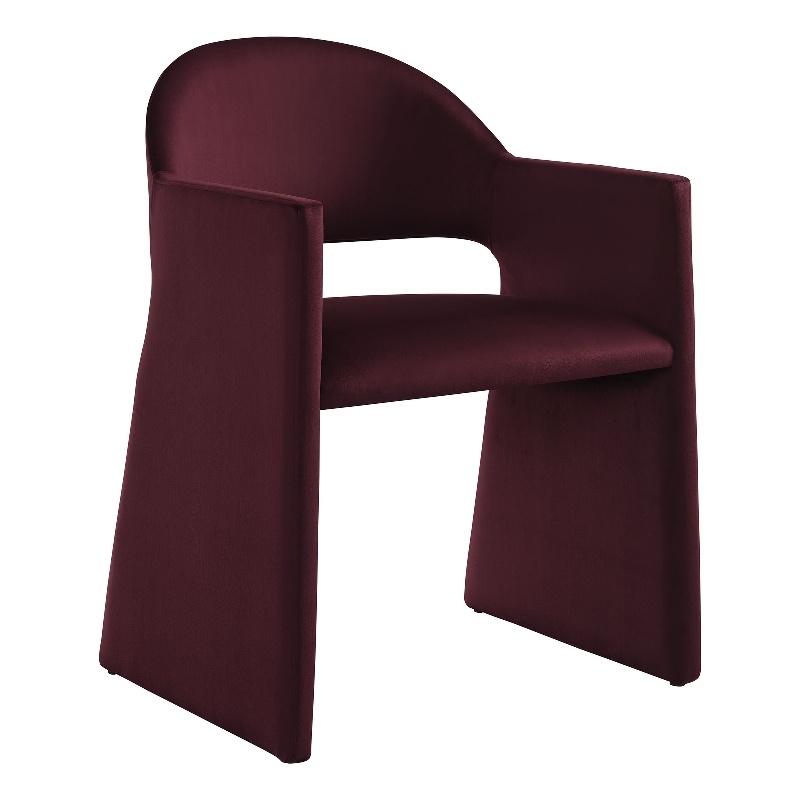 Maklaine Performance Velvet Upholstered Dining Armchair in Mulberry