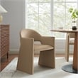 Maklaine Contemporary Performance Velvet Dining Armchair in Taupe