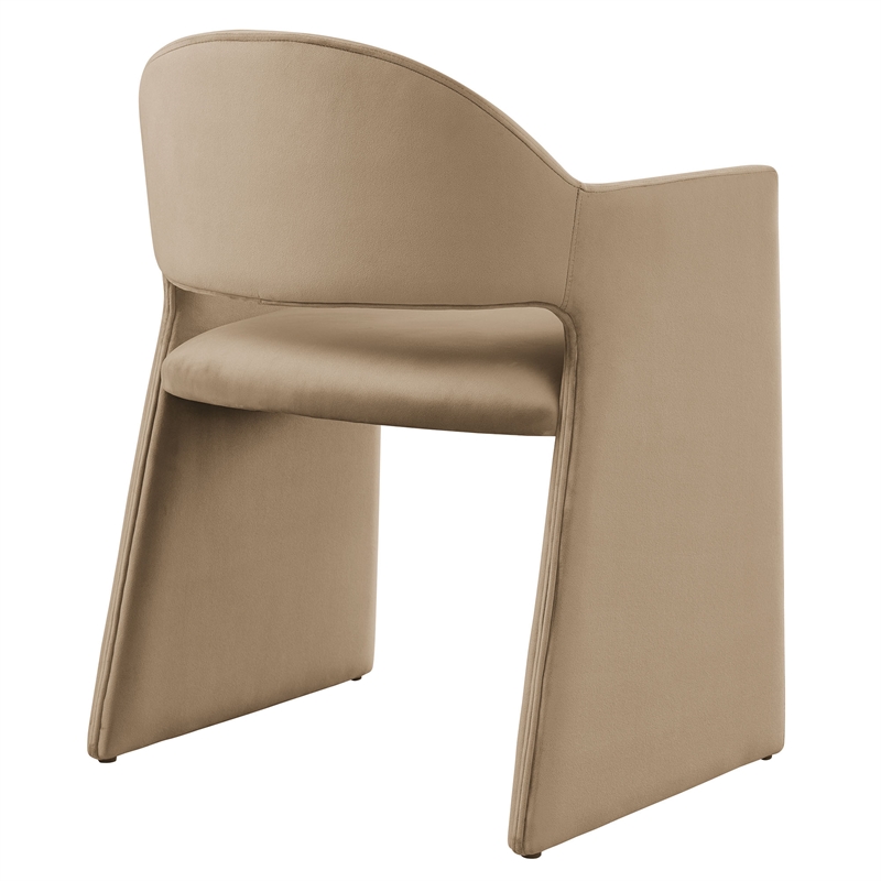 Maklaine Contemporary Performance Velvet Dining Armchair in Taupe