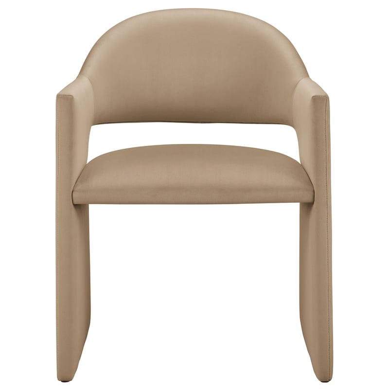 Maklaine Contemporary Performance Velvet Dining Armchair in Taupe