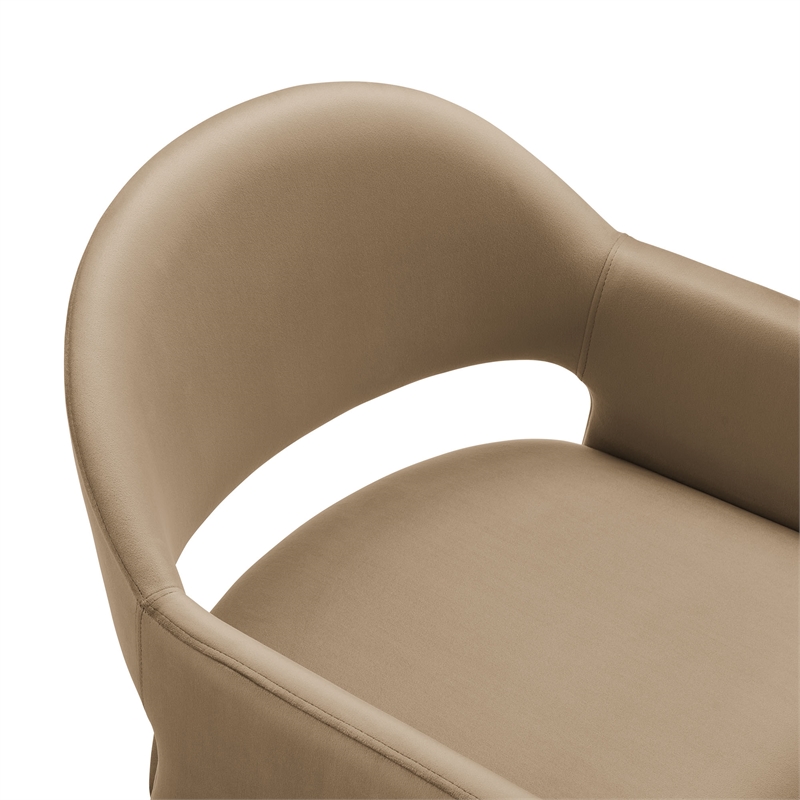 Maklaine Contemporary Performance Velvet Dining Armchair in Taupe