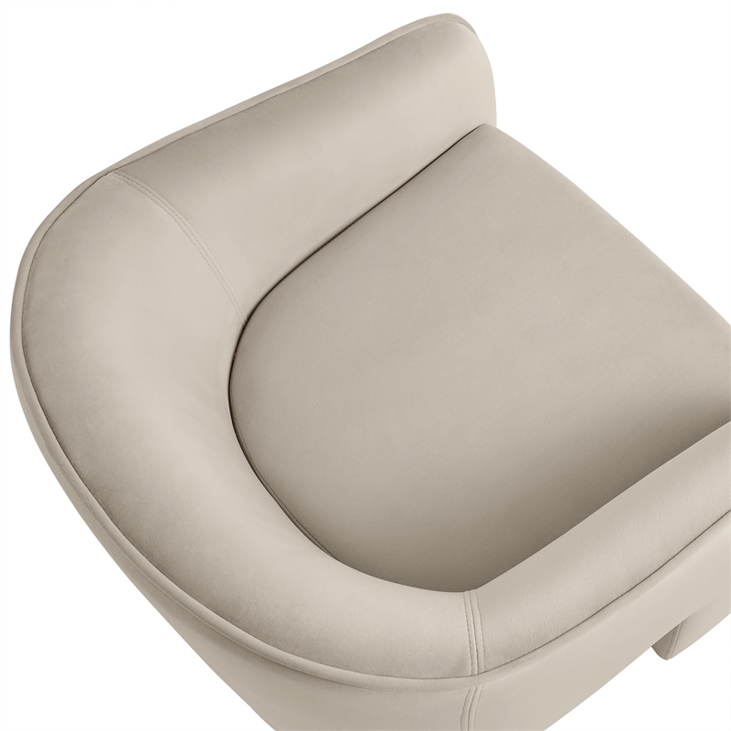 Maklaine Contemporary Performance Velvet Fabric Accent Armchair in Almond