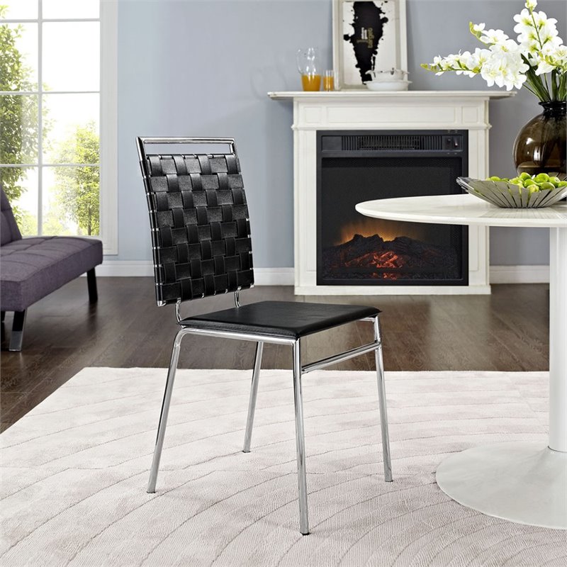 Maklaine Modern / Contemporary Dining Side Chair in Black Finish