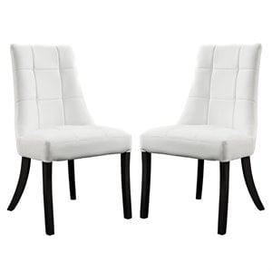 Maklaine 19.5&quot Modern Faux Leather Dining Chair in White (Set of 2)