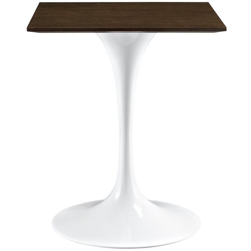Maklaine Wood Top Bistro Table with Metal Base in Walnut/White