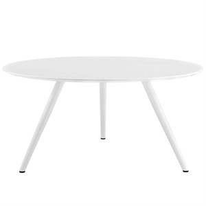 Maklaine 60&quot Round Wood Top Dining Table with Tripod Base in White