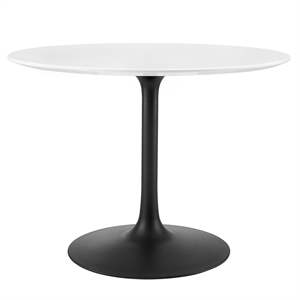 Maklaine 40&quot Round Lacquered MDF Dining Table in Black/White