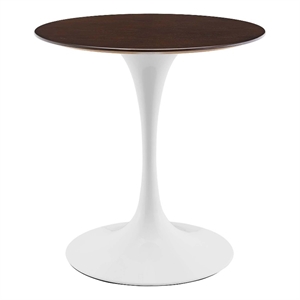 Maklaine 27.5&quot Round Modern Wood/Metal Dining Table in Cherry/White