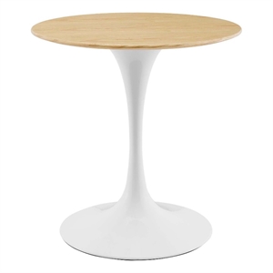 Maklaine 27.5&quot Round Modern Wood/Metal Dining Table in Natural/White
