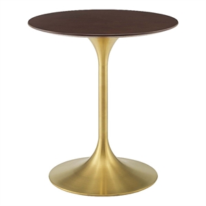 Maklaine 27.5&quot Round Modern Wood/Metal Dining Table in Cherry/Gold