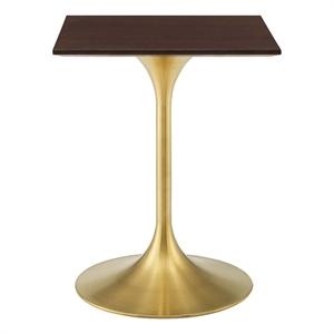 Maklaine Contemporary 23.5&quot Square Wood Dining Table in Gold/Cherry