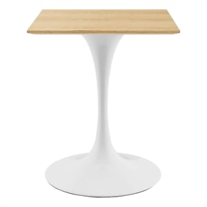 Maklaine 23.5&quot Modern Wood Square Dining Table in White & Natural