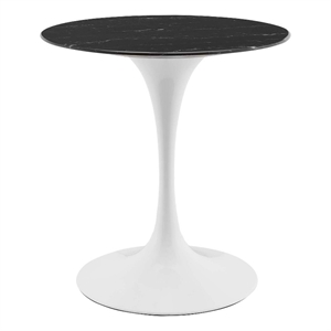 Maklaine 27.5&quot Modern Metal & Artificial Marble Dining Table in Black/White