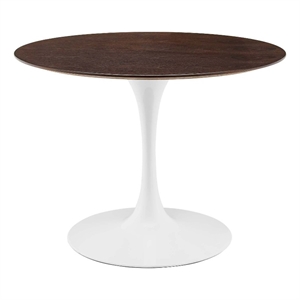 Maklaine 39.5&quot Round Modern Wood/Metal Dining Table in Cherry/White