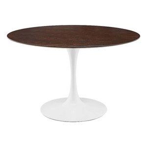 Maklaine 47.5&quot Round Modern Wood/Metal Dining Table in Cherry /White