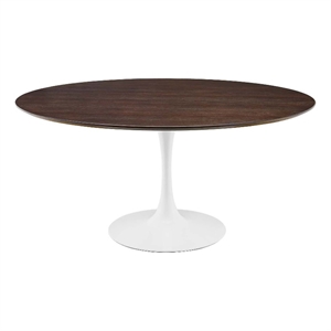 Maklaine 60&quot Round Modern Wood/Metal Dining Table in Cherry/White