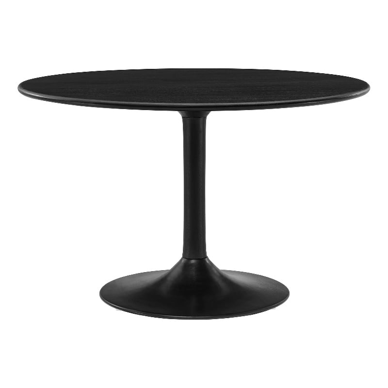 Maklaine Contemporary Solid Mango Wood Dining Table in Black