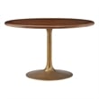 Maklaine Contemporary Mango Wood Tabletop Dining Table in Brass Walnut
