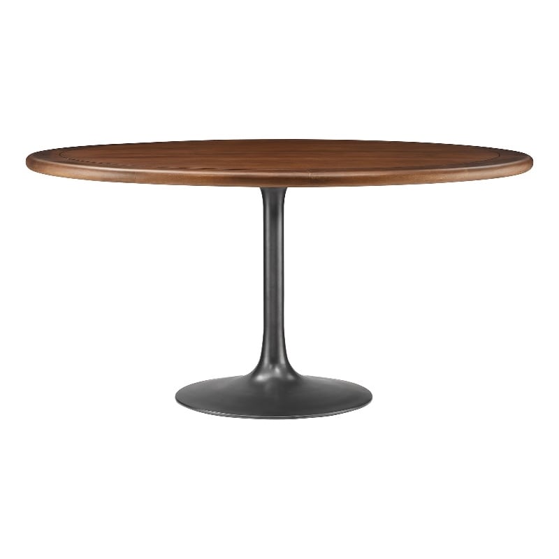 Maklaine Contemporary Mango Wood Tabletop Dining Table in Black Walnut