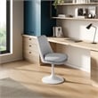 Maklaine Contemporary Swivel Dining Chair in White Light Gray