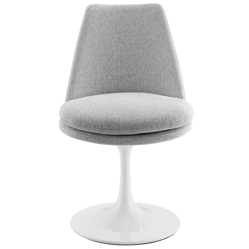 Maklaine Contemporary Swivel Dining Chair in White Light Gray