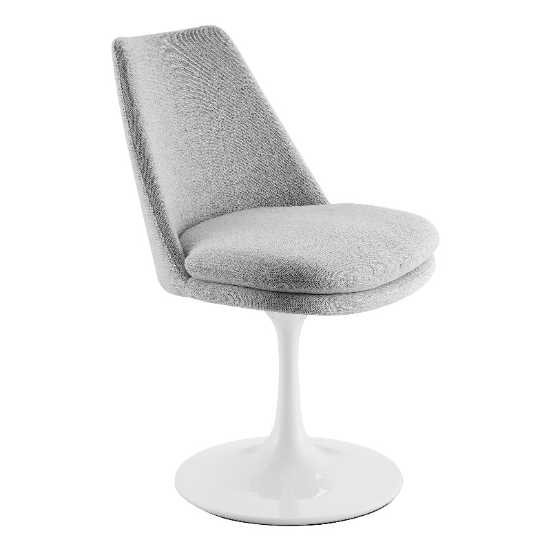 Maklaine Contemporary Swivel Dining Chair in White Light Gray