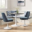 Maklaine Contemporary Swivel Dining Chair in White Cadet Blue