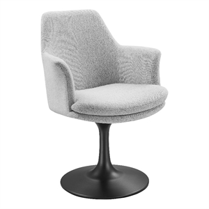 Maklaine Contemporary Swivel Dining Armchair in Black Light Gray