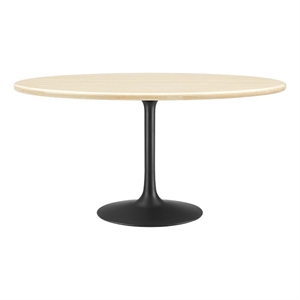Maklaine 60&quot Oval Modern Wood Dining Table in Black and Brown