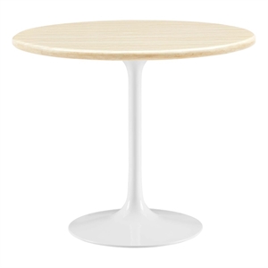 Maklaine 36&quot Round Modern Wood Dining Table in Brown and White