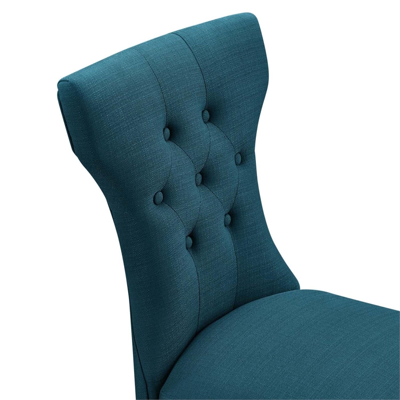 Maklaine Polyester Fabric and Rubberwood Dining Side Chair in Azure