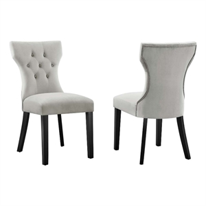 Maklaine 20&quot Modern Fabric Dining Chairs in Black/Light Gray (Set of 2)