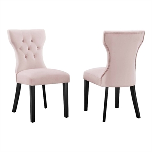 Maklaine 20&quot Modern Fabric Dining Chairs in Black/Pink (Set of 2)