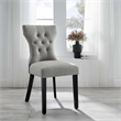 Maklaine Polyester Fabric and Rubberwood Dining Side Chair - Light Gray