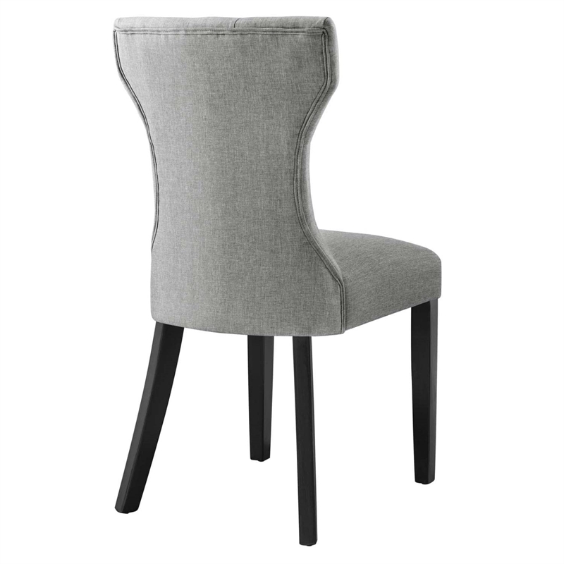 Maklaine Polyester Fabric and Rubberwood Dining Side Chair - Light Gray