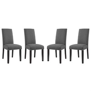 Maklaine 19.5&quot Polyester Fabric Dining Side Chair in Gray (Set of 4)