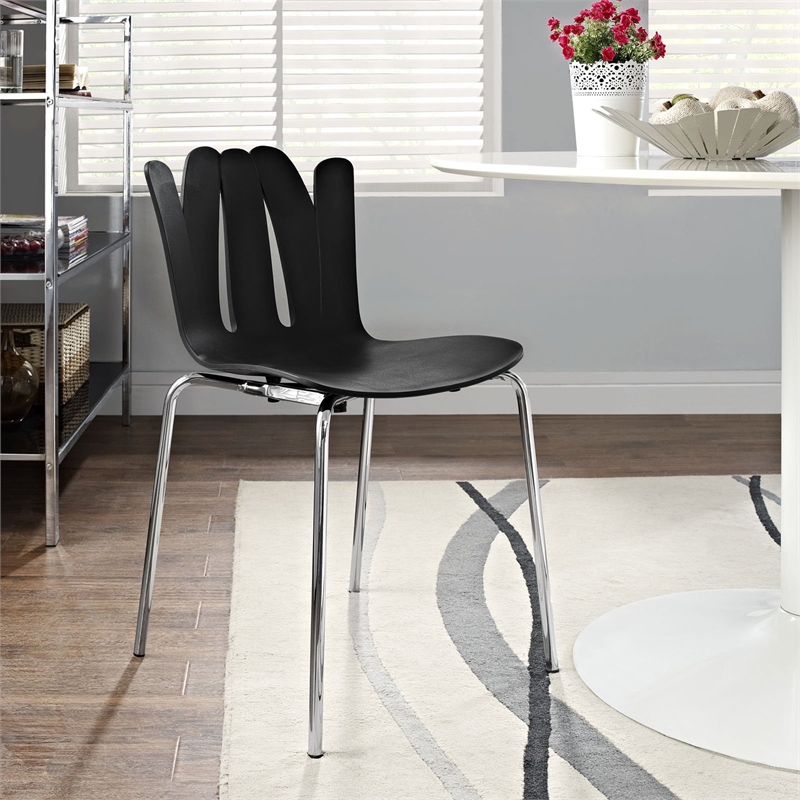 Maklaine Modern / Contemporary Dining Side Chair in Black Finish