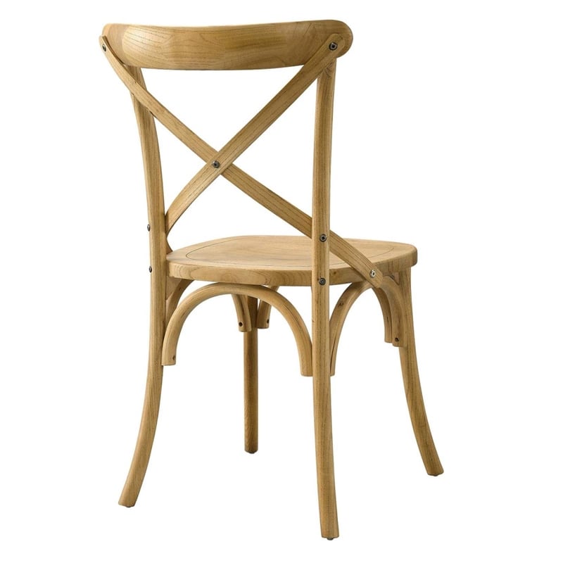 Maklaine Modern Elm Wood Dining Side Chair in Natural Finish