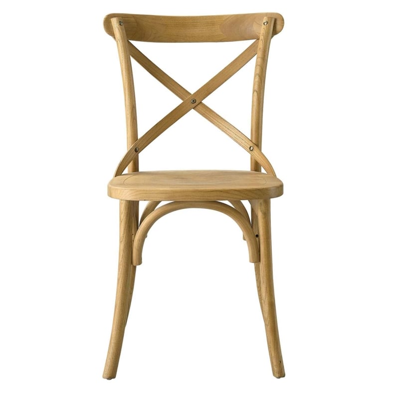 Maklaine Modern Elm Wood Dining Side Chair in Natural Finish
