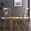 Maklaine Modern Elm Wood Dining Side Chair in Natural Finish