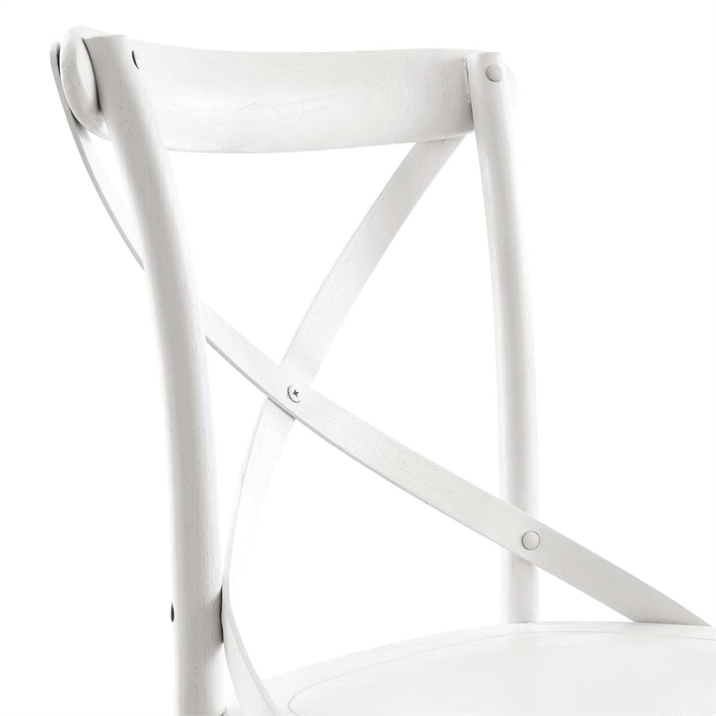 Maklaine Contemporary Elm Wood Dining Side Chair in White Finish