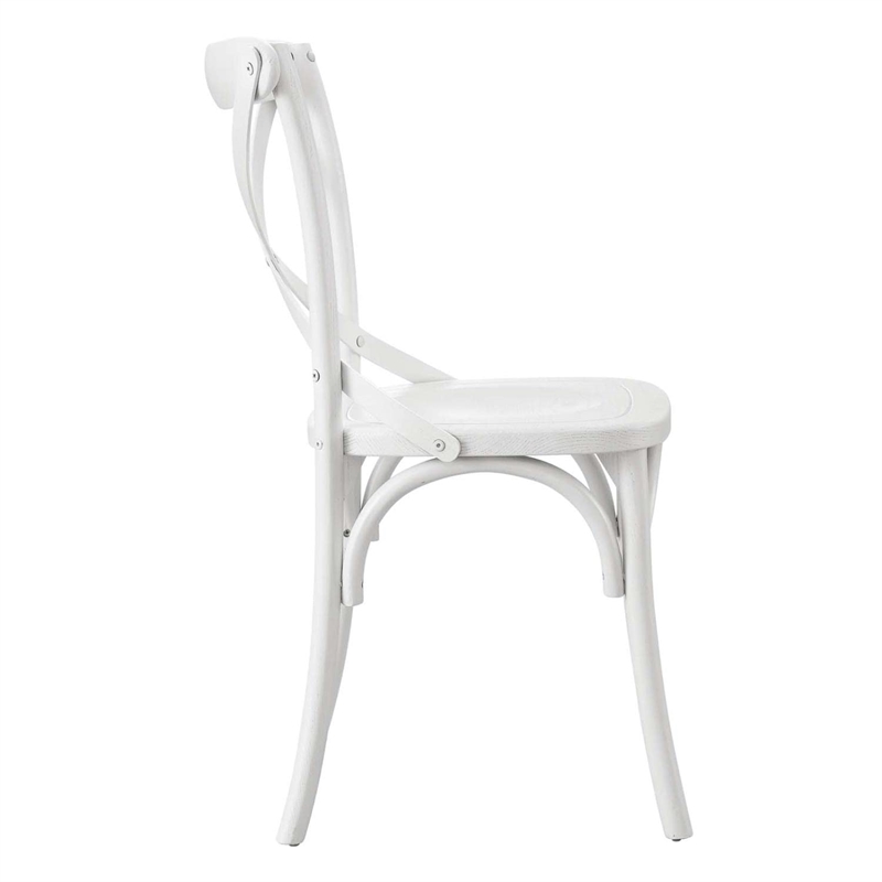Maklaine Contemporary Elm Wood Dining Side Chair in White Finish