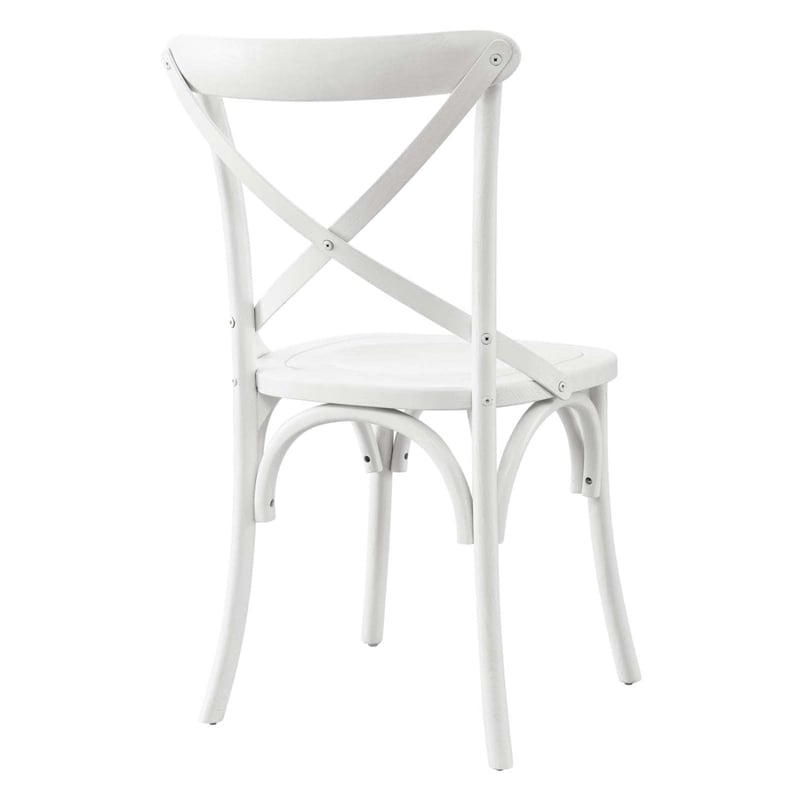 Maklaine Contemporary Elm Wood Dining Side Chair in White Finish