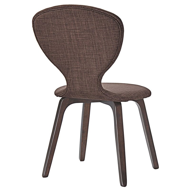 Maklaine Contemporary Dense Foam Padding Dining Side Chair in Walnut Brown